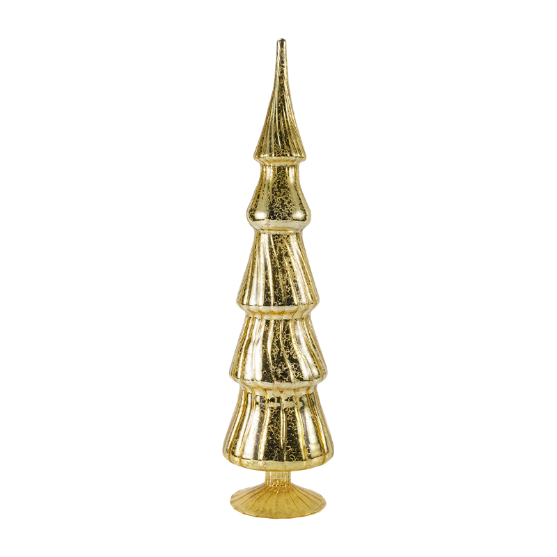 10×40sm Berputar Belang Krismas Pokok Kaca 2 Keping Set Hiasan Meja
