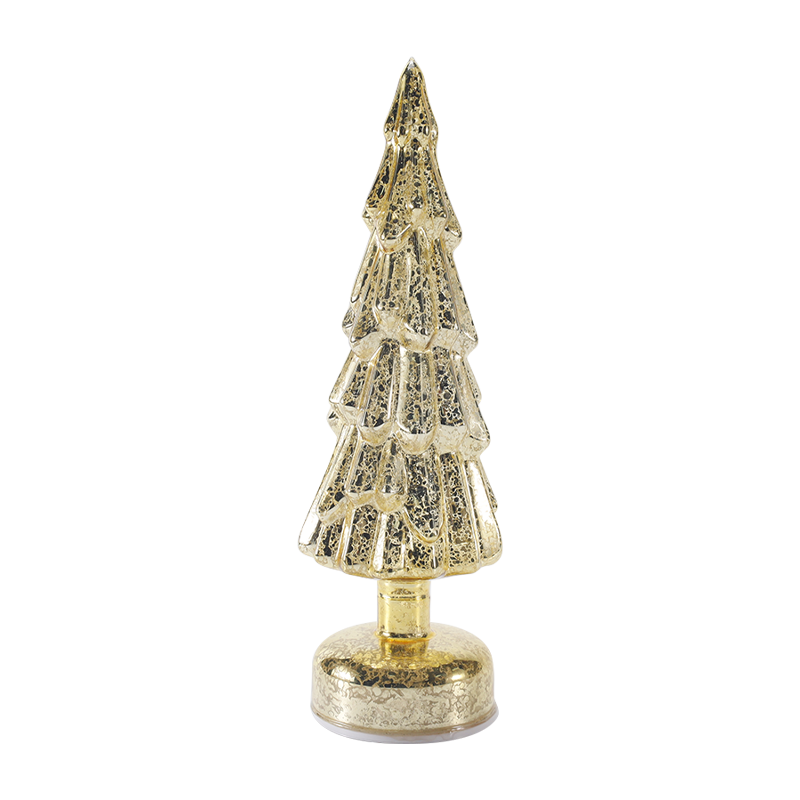 10×35cm Pokok Krismas Kaca Jelas Berputar dengan Cahaya LED Hangat