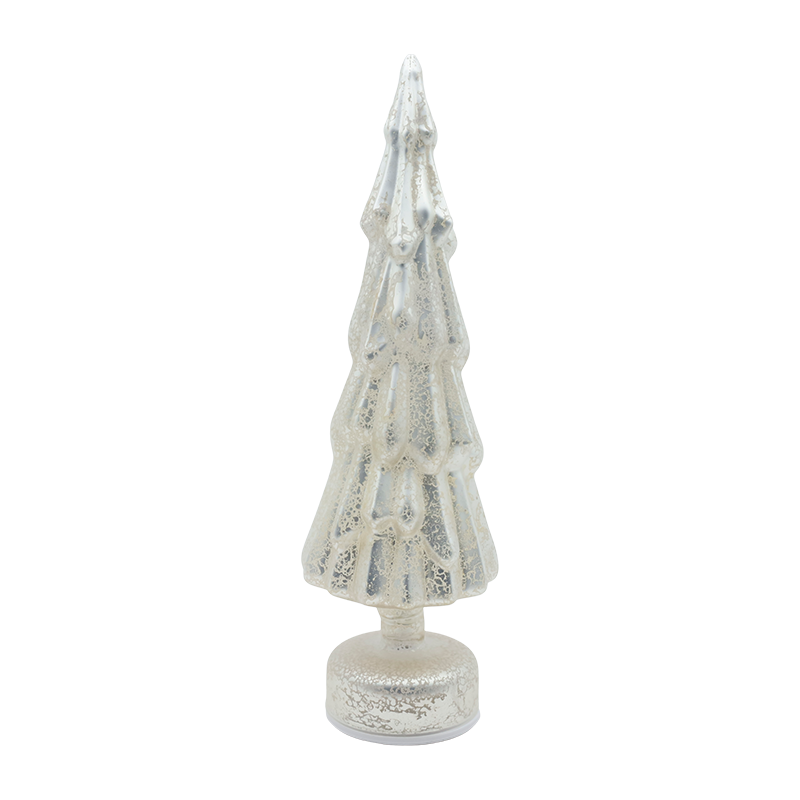 10×35cm Pokok Krismas Kaca Jelas Berputar dengan Cahaya LED Hangat