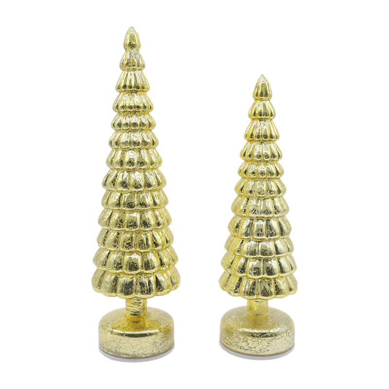 Lampu LED 10×38 & 10×33sm Berputar Hiasan Meja Pokok Kaca Krismas