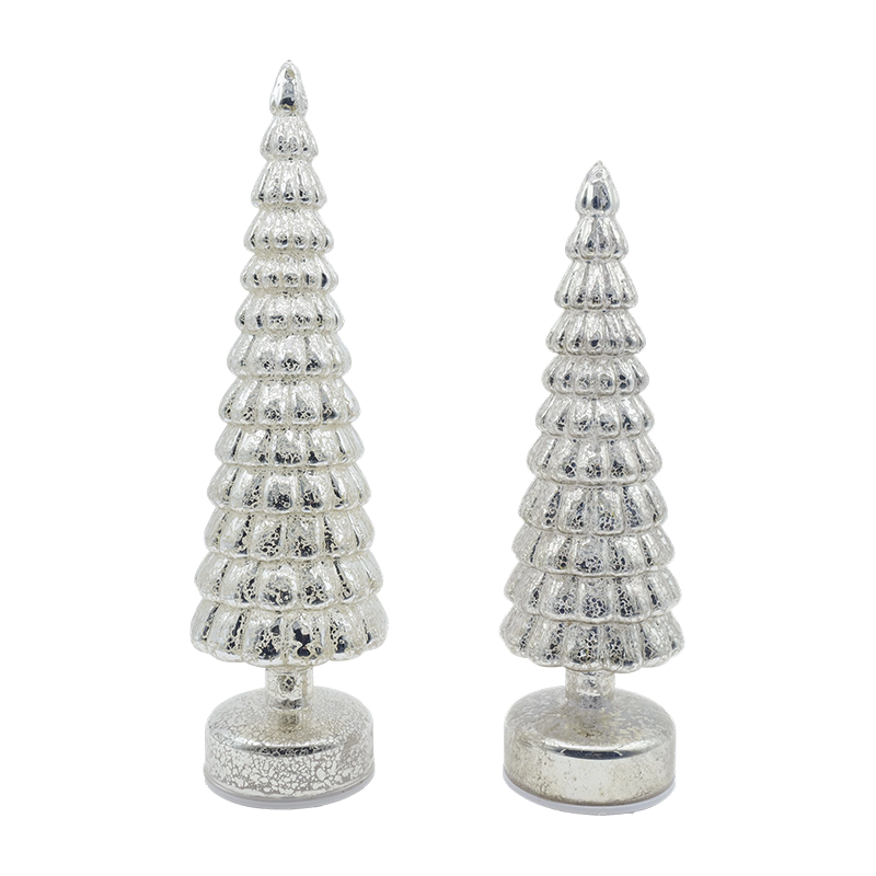 Lampu LED 10×38 & 10×33sm Berputar Hiasan Meja Pokok Kaca Krismas