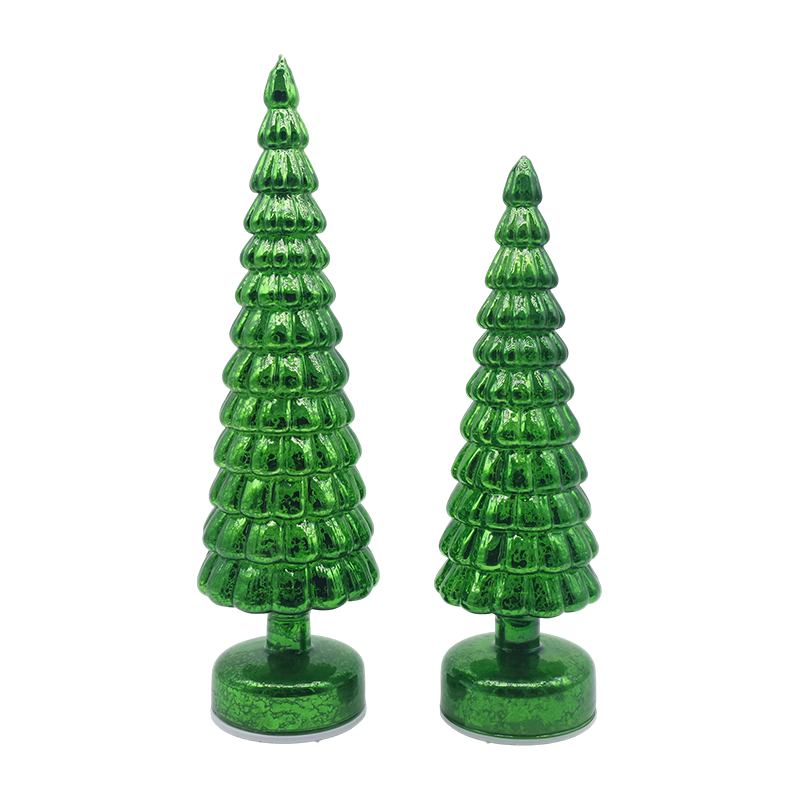 Lampu LED 10×38 & 10×33sm Berputar Hiasan Meja Pokok Kaca Krismas