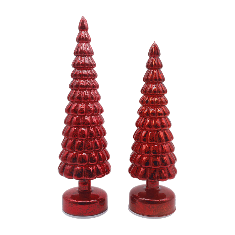Lampu LED 10×38 & 10×33sm Berputar Hiasan Meja Pokok Kaca Krismas