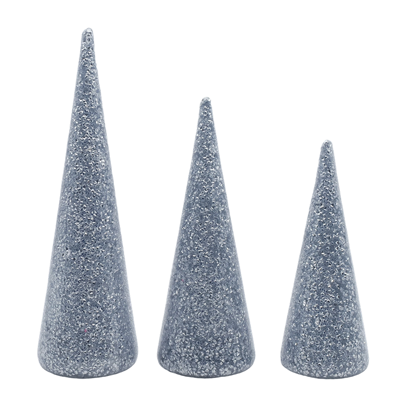 8×20/9×25/10×30sm Set Pokok Krismas Kaca Bergemerlapan 3 Keping dengan Lampu LED Terbina Dalam