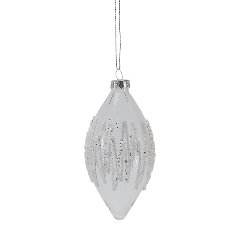 8cm Icicle Beaded Hiasan Bola Kaca Krismas Jelas (Satu / Set 3)