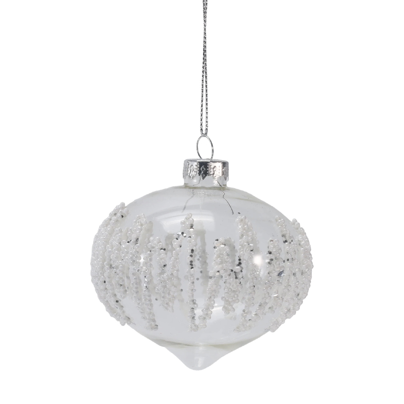 8cm Icicle Beaded Hiasan Bola Kaca Krismas Jelas (Satu / Set 3)