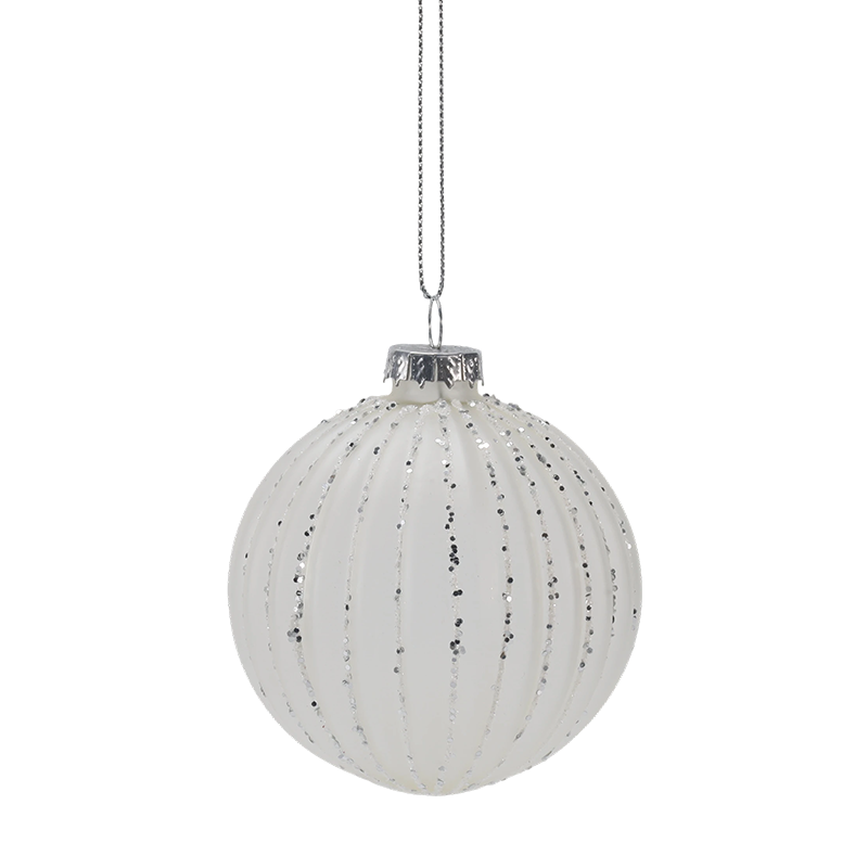 Hiasan bola kaca Krismas Jalur Morandi 8cm (Satu / Set 3)