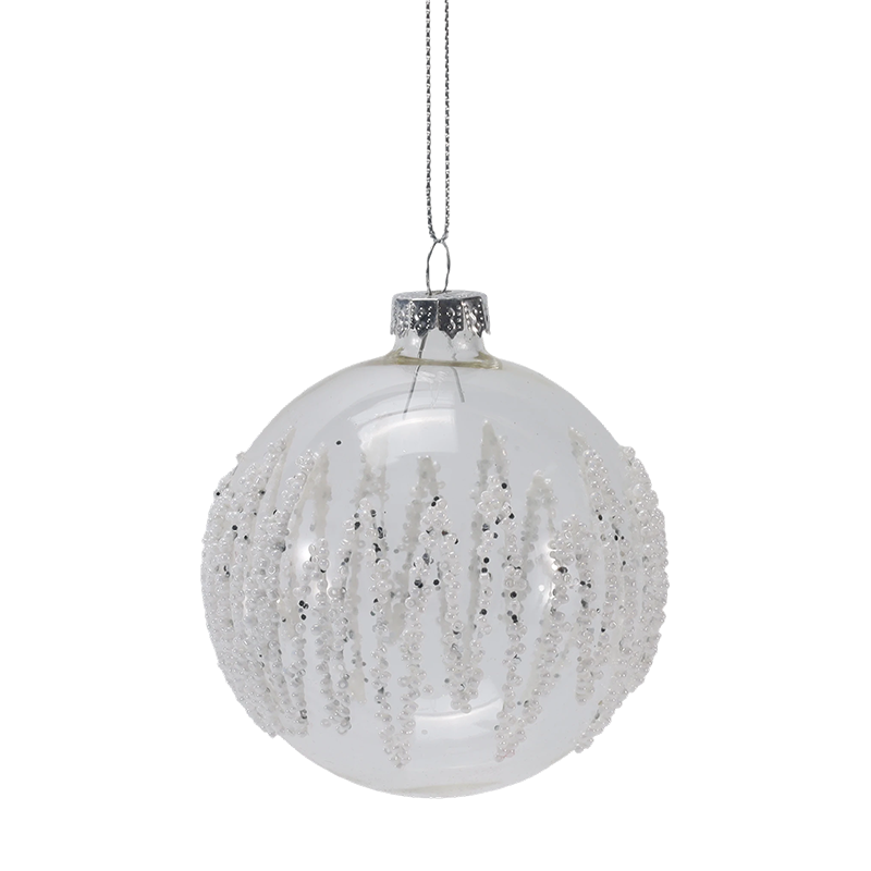 8cm Icicle Beaded Hiasan Bola Kaca Krismas Jelas (Satu / Set 3)