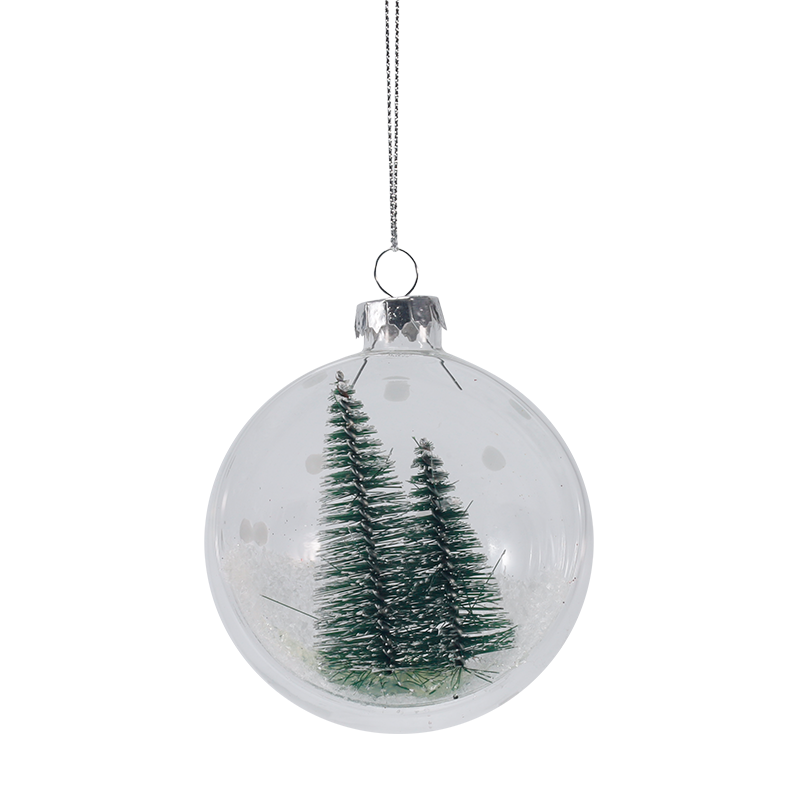 Hiasan Kaca Krismas Pokok Bersalji 8cm (Satu / Set)