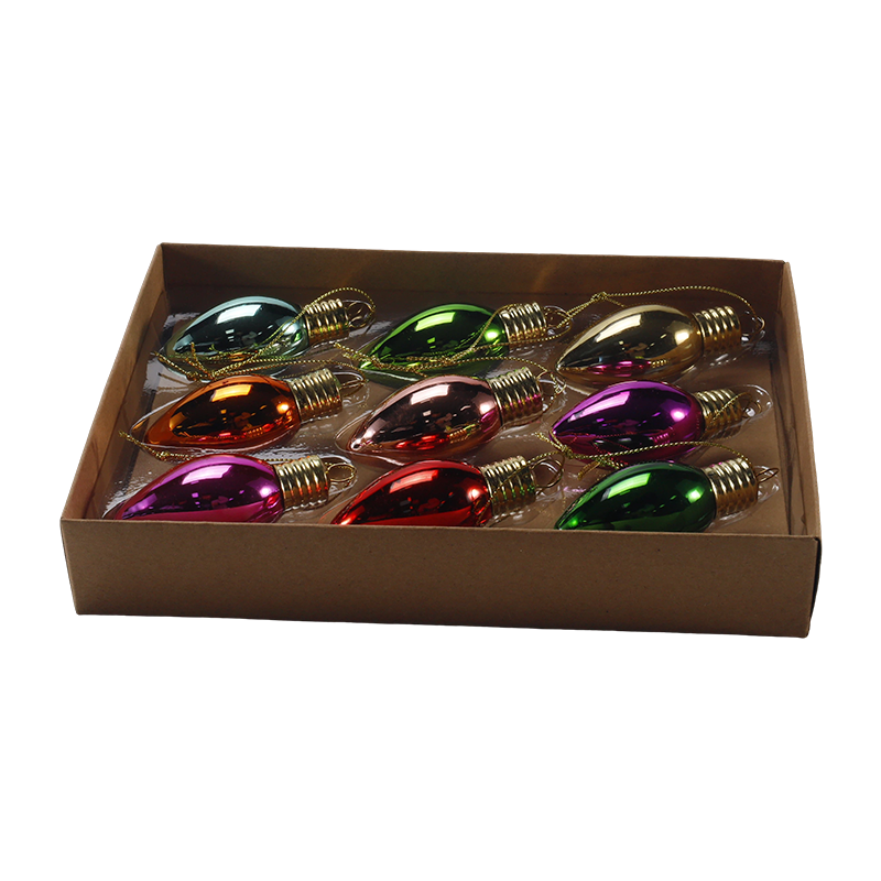 Set Hiasan Kaca Krismas (Bentuk Mentol Berwarna-warni)
