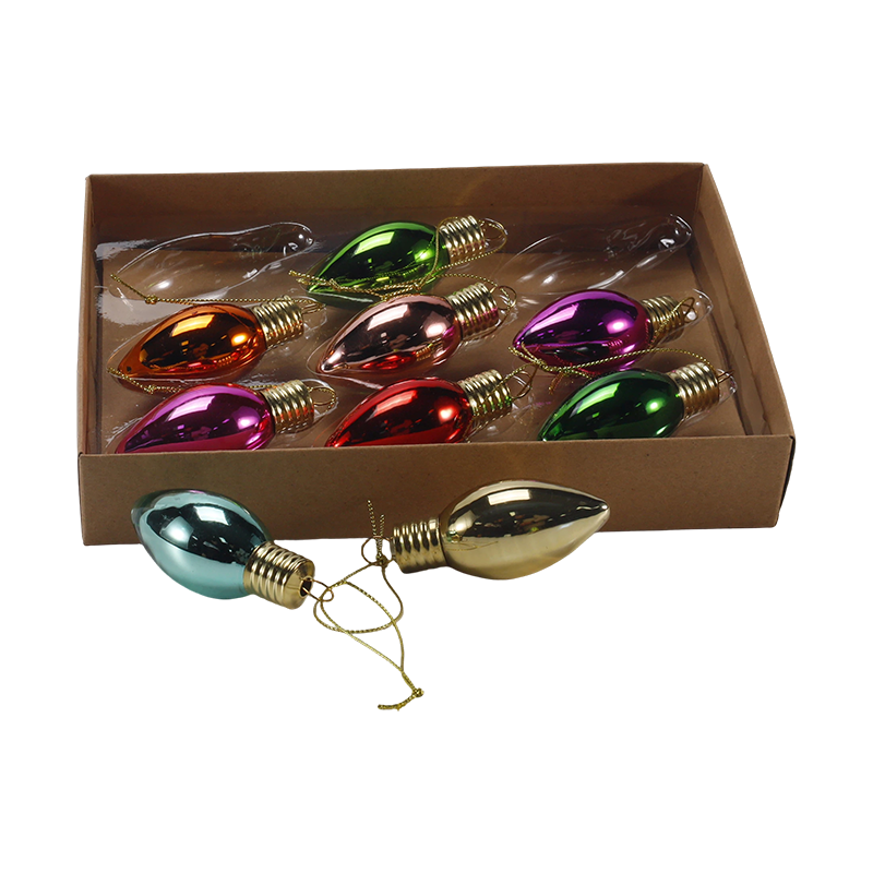 Set Hiasan Kaca Krismas (Bentuk Mentol Berwarna-warni)