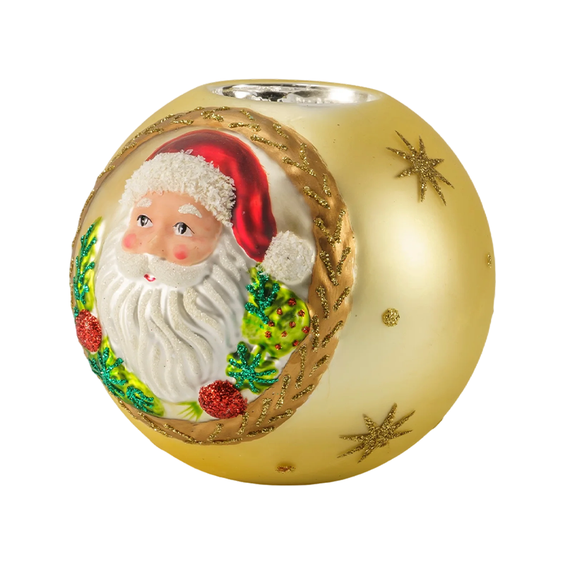 12*12Pemegang Lilin Kaca Timbul Santa Claus