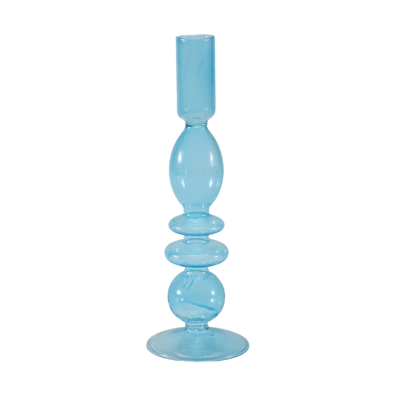 Koleksi Pemegang Lilin Kaca Berwarna-warni 18cm