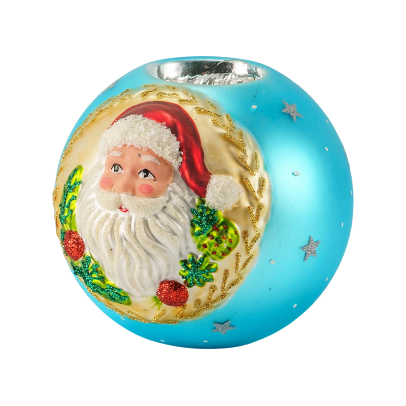 12*12Pemegang Lilin Kaca Timbul Santa Claus