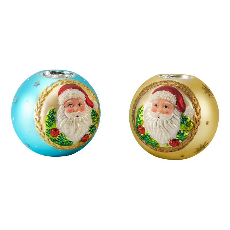 12*12Pemegang Lilin Kaca Timbul Santa Claus