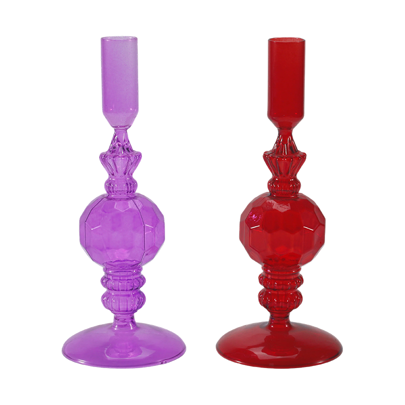 Koleksi Pemegang Lilin Kaca Berwarna-warni 18cm