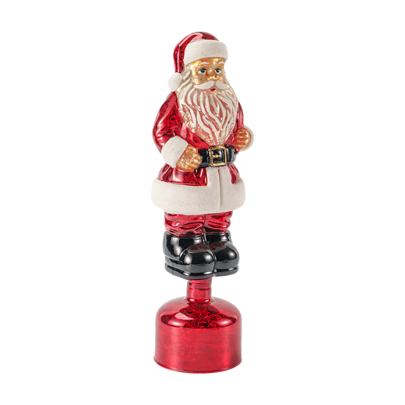 Patung Santa Claus Kaca Merkuri Vintaj (Kemasan Merah / Perak / Hijau Muda)