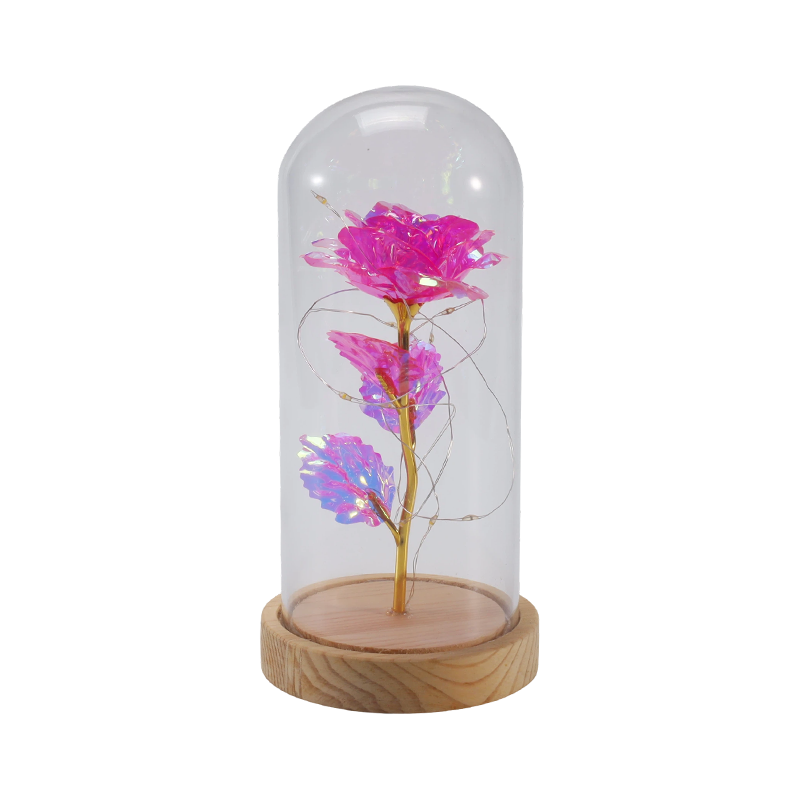 Galaxy Rose Glass Cloche Light (Dengan/Tanpa Teddy Bear, Pelbagai Warna)