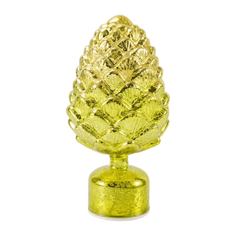 Lilin Kaca Merkuri Vintaj & Patung Pinecone (Kemasan Hijau / Emas)