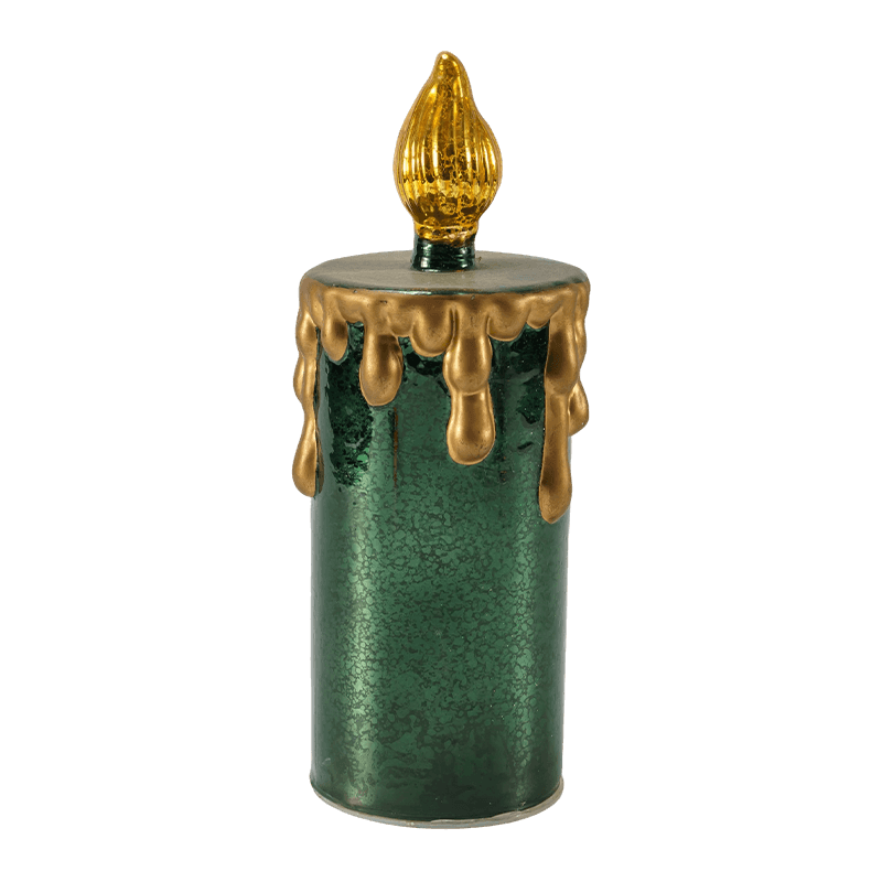 Lilin Kaca Merkuri Vintaj & Patung Pinecone (Kemasan Hijau / Emas)