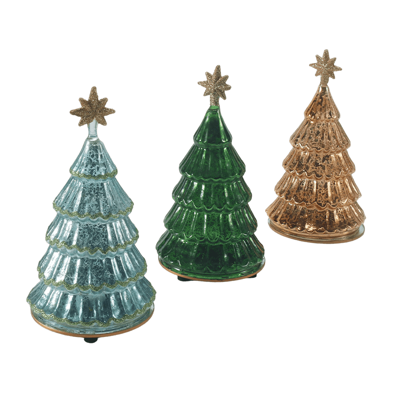 10*20 sm Lampu Pokok Krismas Berlapis Kaca Merkuri Vintaj