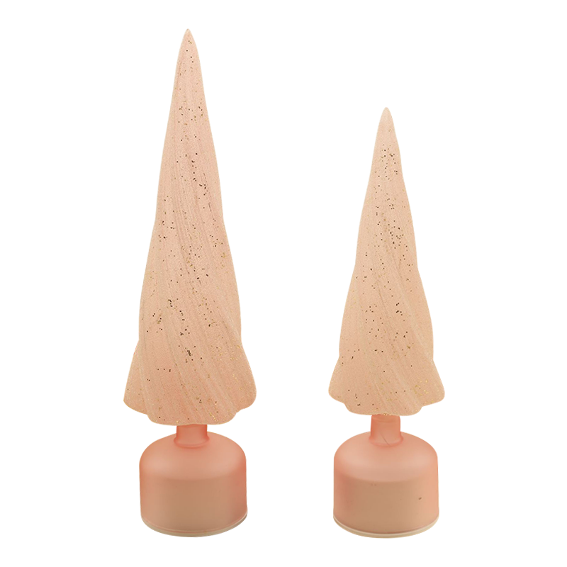 Saiz 10×33 sm & 10×38 sm Pokok Krismas Kaca Boleh Putar Perayaan dengan Lampu LED