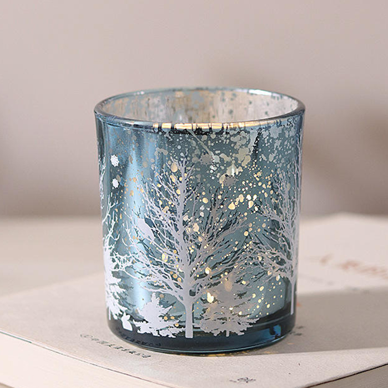 8*9cm Electroplated Ukiran Kaca Pemegang Candlestick Cawan Edisi Hiasan Perayaan