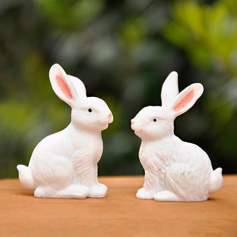 Set Hiasan Patung Kelinci Paskah Resin 8cm