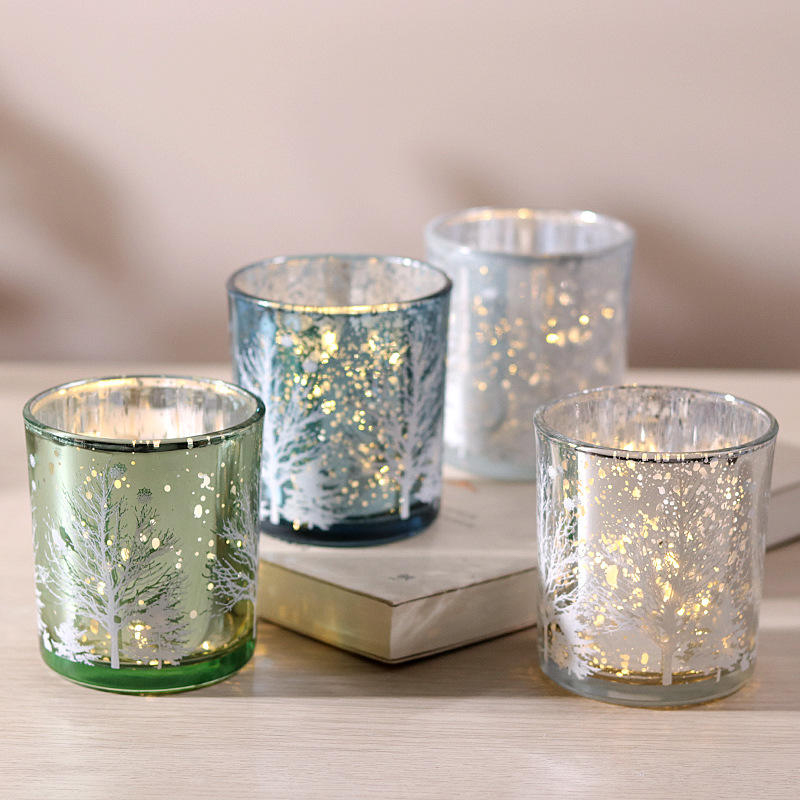 8*9cm Electroplated Ukiran Kaca Pemegang Candlestick Cawan Edisi Hiasan Perayaan
