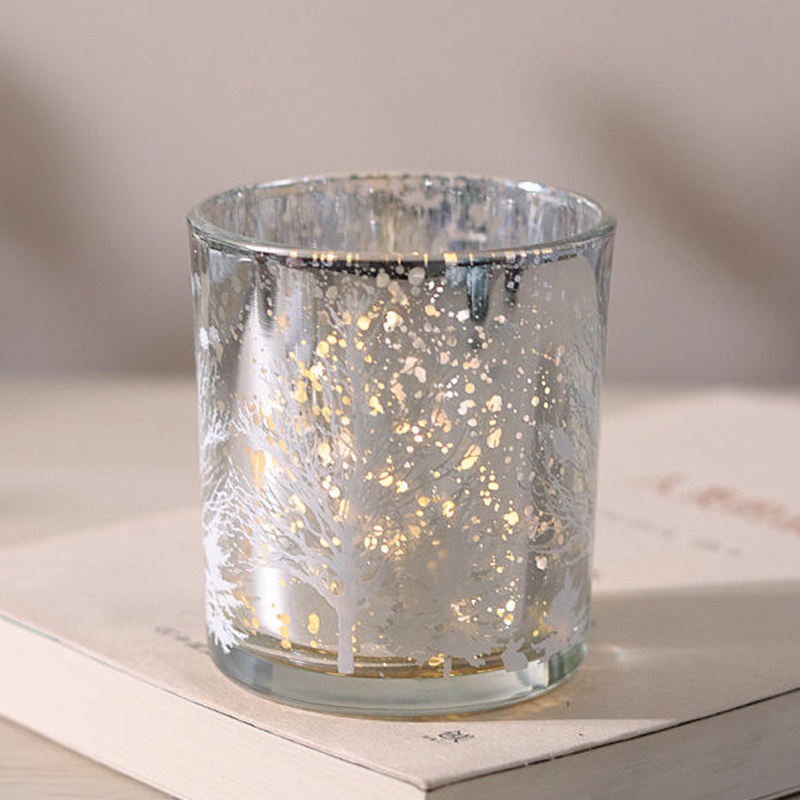 8*9cm Electroplated Ukiran Kaca Pemegang Candlestick Cawan Edisi Hiasan Perayaan