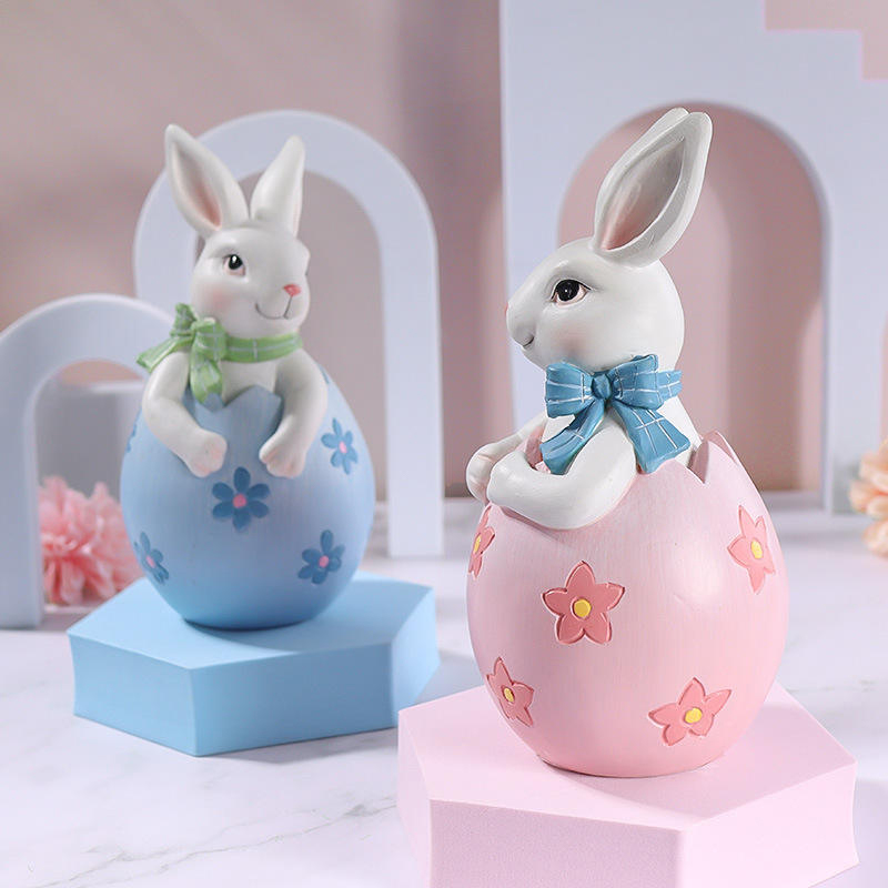 Set Hiasan Patung Kelinci Paskah Resin 8*16cm