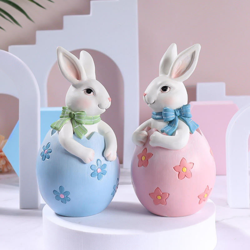 Set Hiasan Patung Kelinci Paskah Resin 8*16cm