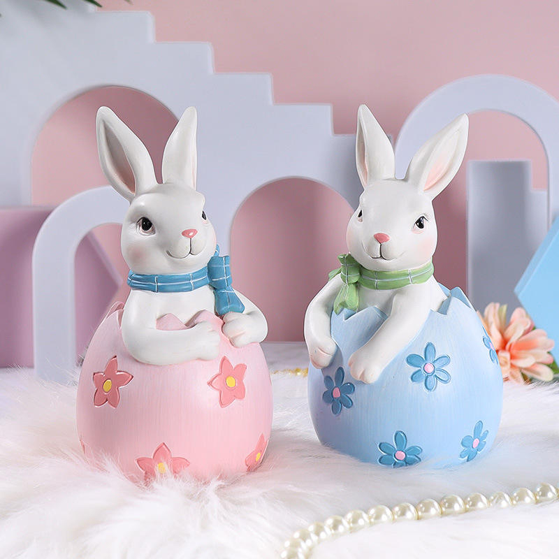 Set Hiasan Patung Kelinci Paskah Resin 8*16cm