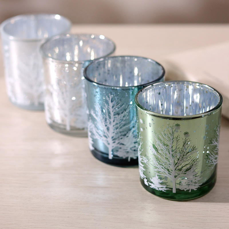 8*9cm Electroplated Ukiran Kaca Pemegang Candlestick Cawan Edisi Hiasan Perayaan