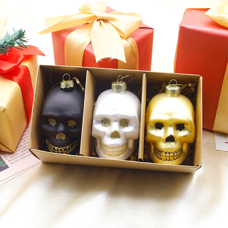 Set Hiasan Tengkorak Kaca Halloween 8*9cm