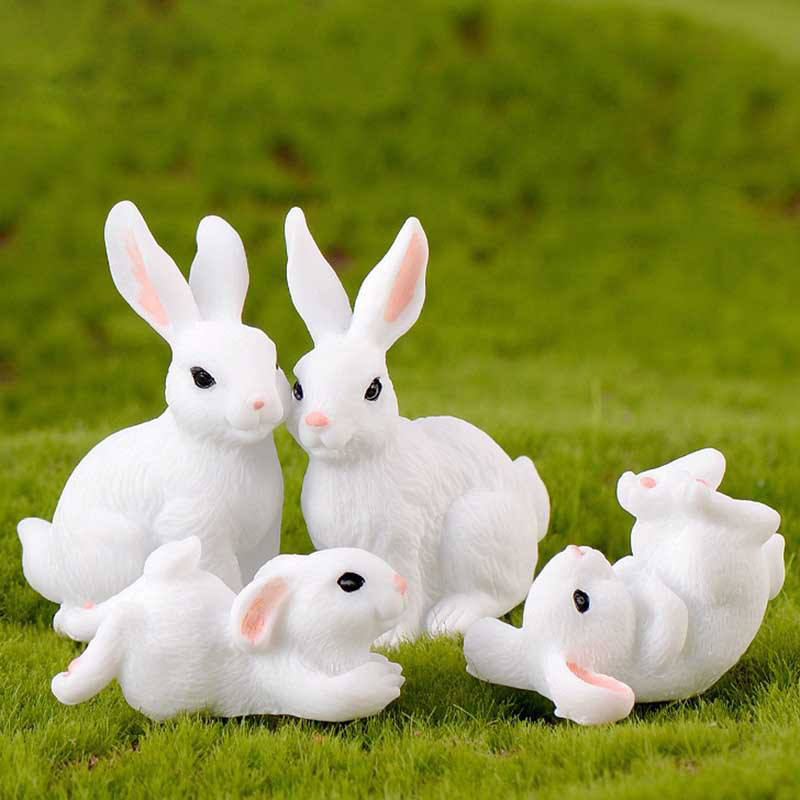 Set Hiasan Patung Kelinci Paskah Resin 8cm