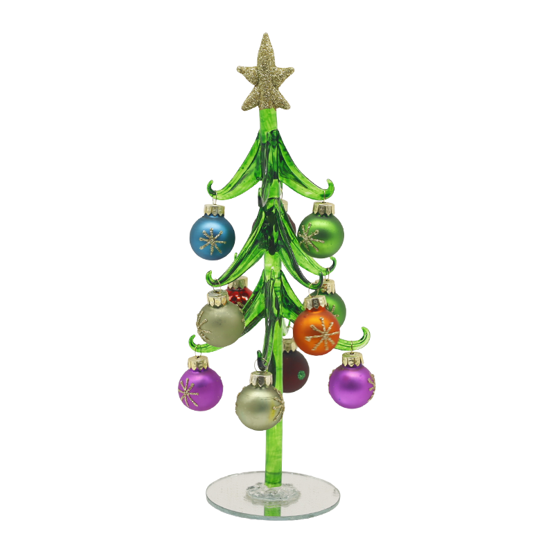 10×25 sm & 10×30 sm Pokok Krismas Kaca Perayaan Dihiasi dengan Pilihan Bola Hiasan
