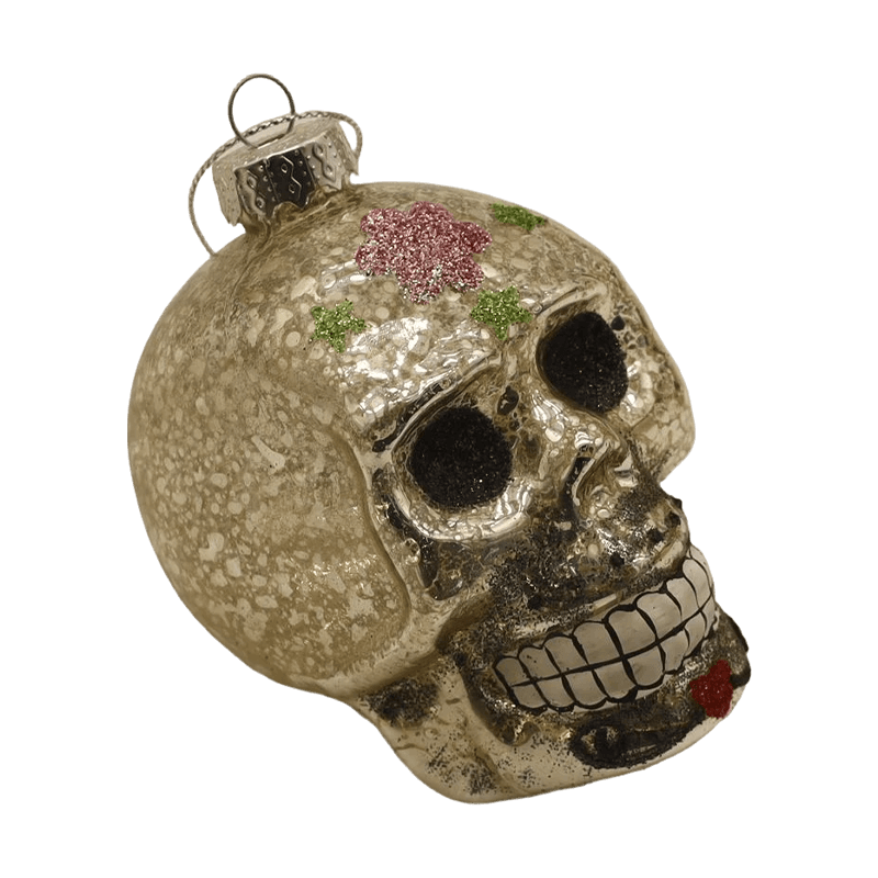 8*9sm Set Hiasan Tengkorak Kaca Halloween yang dilukis dengan tangan