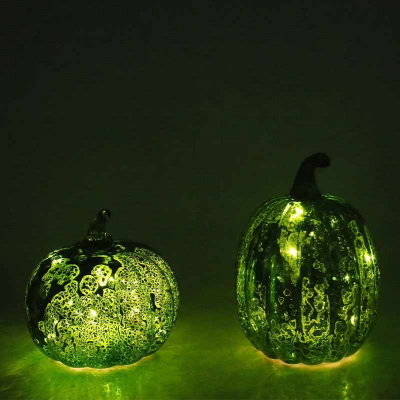 12*15sm Halloween LED Kaca Labu Lampu Hiasan Meja