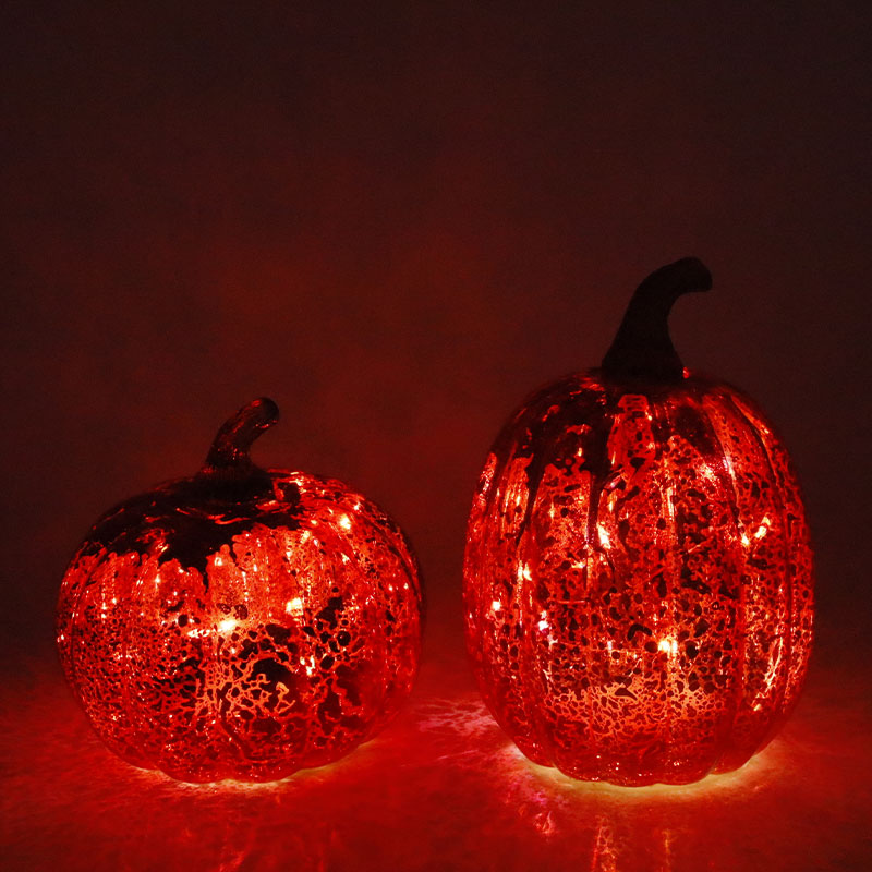 12*15sm Halloween LED Kaca Labu Lampu Hiasan Meja