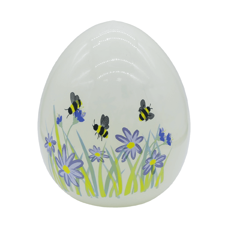 9*16sm Hiasan Telur Kaca Lukisan Tangan Paskah LED