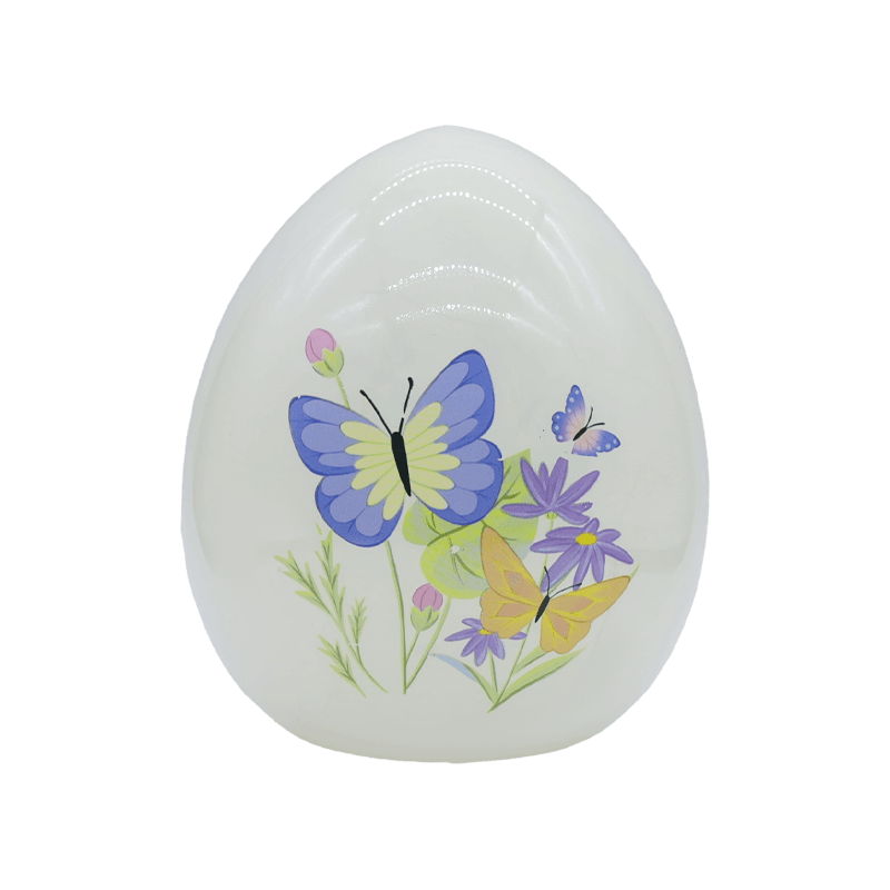 9*16sm Hiasan Telur Kaca Lukisan Tangan Paskah LED