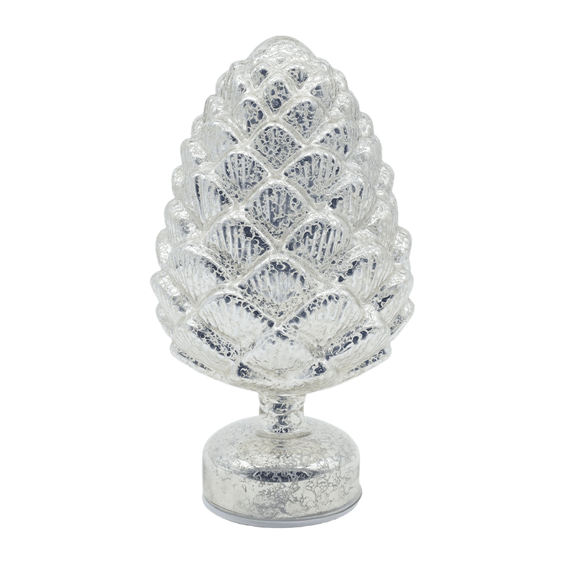 15×28 sm & 11×22 sm Hiasan Meja LED Krismas Berputar Kaca Pinecone
