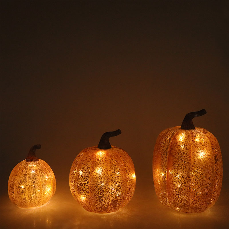10*11.5sm & 12*15sm Halloween LED Kaca Labu Hiasan Atas Meja